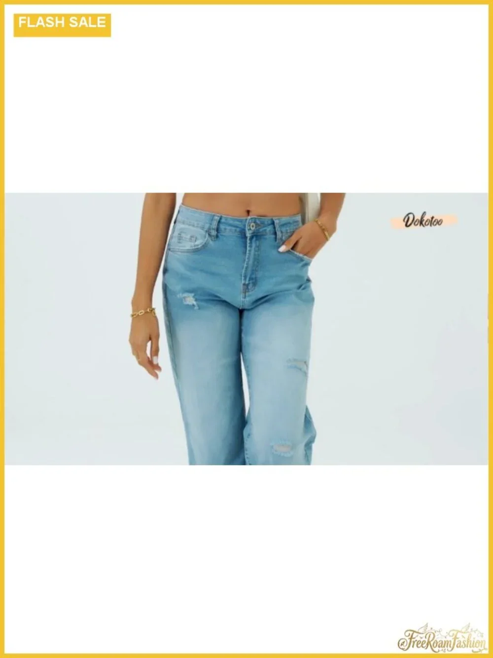 Wide Leg Baggy Stretch Jeans High Rise Loose Fit Casual Denim